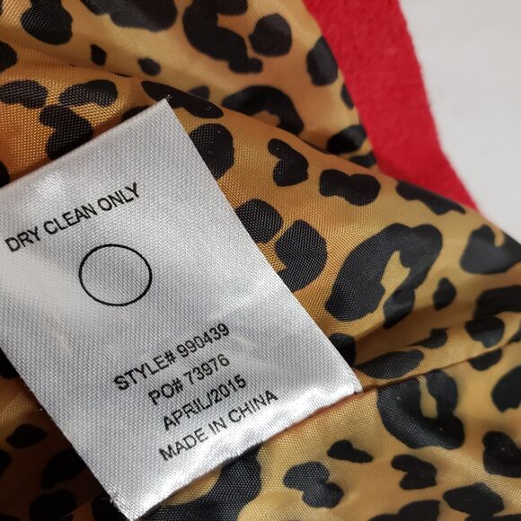 Rampage Womens Peacoat Size XL Red Toggle Full Zip Pockets Animal Print Lining - Picture 11 of 12